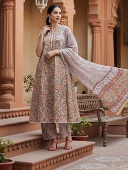 Vaamsi - Women Pure Cotton Printed Kurta Palazzo with Dupatta (Set of 3)