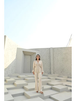 House of duti - Amelie Off White Self Design Co-Ord (Set of 2)