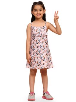 Funny Bones - Pink Linen Blend Whistling Birds Print Dress
