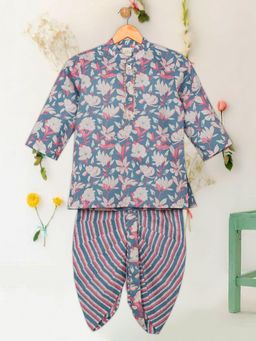 SAKA DESIGNS - Blue & Pink Cotton Kurta with Dhoti for Boys (Set of 2)