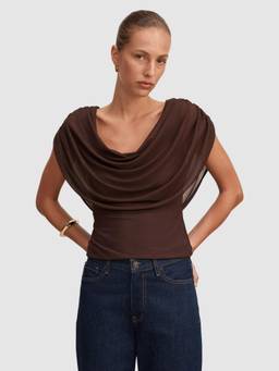 Forever New - Olivia Draped Mesh Cap Top