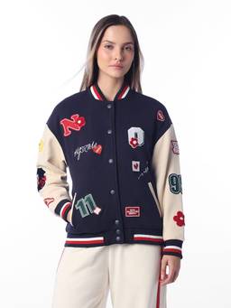 ONLY - Women's Navy Blue Varsity Bomber Jacket