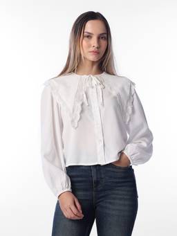 ONLY - Women's White Cotton Blouse