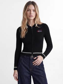 ONLY - Women's Black Contrast Tipping Pullover Cardigan
