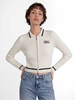 ONLY - Women's Cream Contrast Tipping Pullover Cardigan