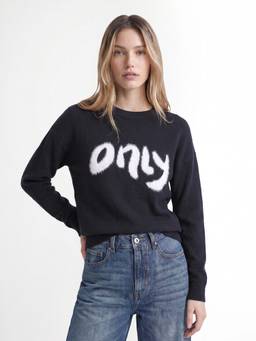 ONLY - Women's Navy Blue Textured Pullover Sweater