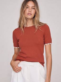 ONLY - Women's Scalloped Trim Knitted Top