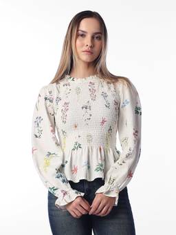 ONLY - Women's White Floral Peplum Top