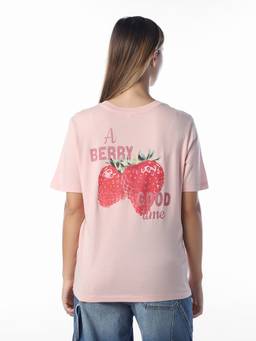 ONLY - Women's Pink Printed Cotton T-Shirt