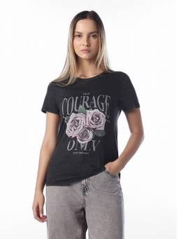 ONLY - Women's Black Printed T-Shirt