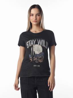 ONLY - Women's Vintage Washed Printed T-Shirt