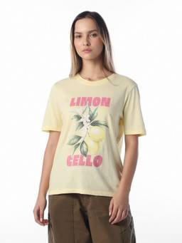 ONLY - Women's Yellow Printed Cotton T-Shirt