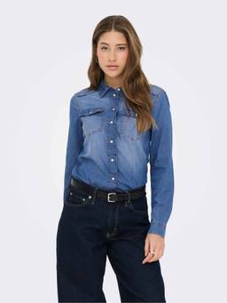 ONLY - Women's Blue Washed Denim Shirt