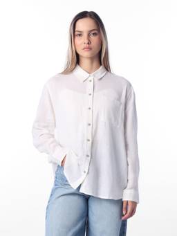 ONLY - Women's White Linen Blend Shirt