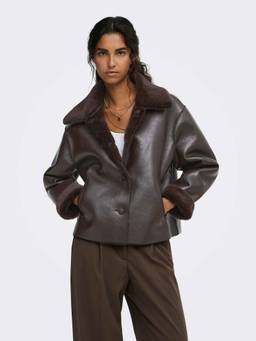 ONLY - Women's Brown Reversible Leather Jacket