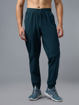 Technosport - Men Teal Solid Cargo Pocket Joggers