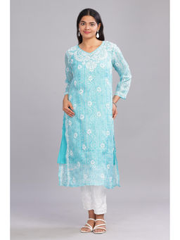CLUB LOOM - Qala Chikankari Kota Kurta With Inner (Set of 2)