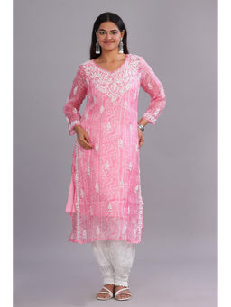 CLUB LOOM - Shama Chikankari Kota Kurta With Inner (Set of 2)