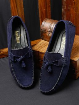 Louis Stitch - Blue Italian Suede Leather Tassel Penny Loafer
