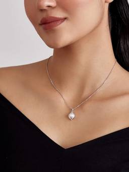 MISS JO - White 92.5 Sterling Silver Eye Of The Pearl Pendant with Chain