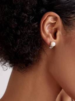 MISS JO - White 92.5 Sterling Silver Butterfly Pearl Stud Earrings