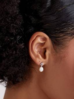 MISS JO - White 92.5 Sterling Silver Heart Of Pearl Earrings