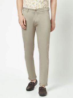 CRIMSOUNE CLUB - Men Grey Textured Chino Trouser