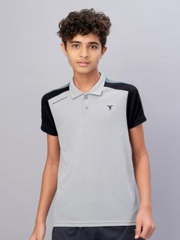 Technosport - Boys TECHNO COOL Colorblock Slim Fit Sports Polo T-shirt Grey