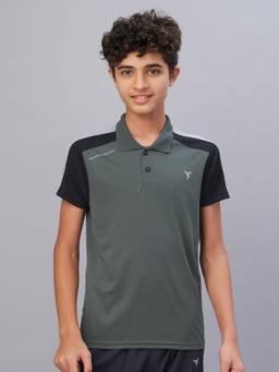 Technosport - Boys TECHNO COOL Colorblock Slim Fit Sports Polo T-shirt Olive