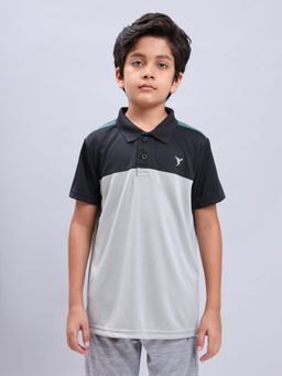 Technosport - Boys TECHNOCOOL+ Colorblock Slim Fit Sports Polo T-shirt Grey