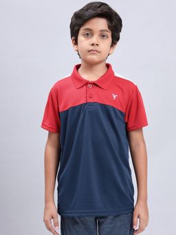 Technosport - Boys TECHNOCOOL+ Colorblock Slim Fit Sports Polo T-shirt Blue