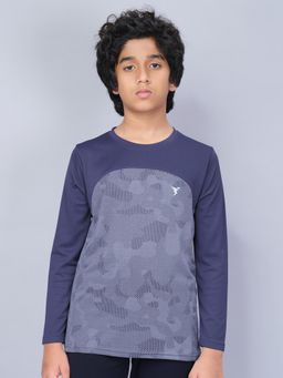 Technosport - Boys VENTMESH Jacquard Slim Fit Round Neck Sports T-shirt Blue