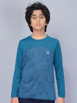 Technosport - Boys VENTMESH Jacquard Slim Fit Round Neck Sports T-shirt Turquoise
