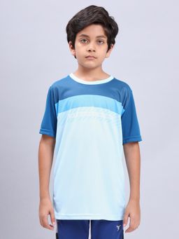 Technosport - Boys TECHNOLITE Printed Slim Fit Round Neck Sports T-shirt Blue
