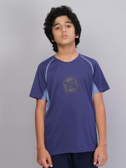 Technosport - Boys TECHNOCOOL+ Printed Slim Fit Round Neck Sports T-shirt Blue