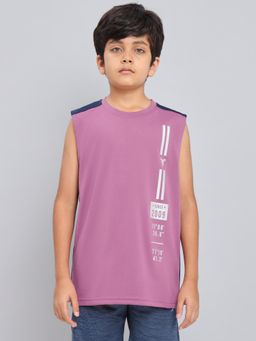 Technosport - Boys TECHNO GUARD Printed Slim Fit Round Neck Sports T-shirt Purple