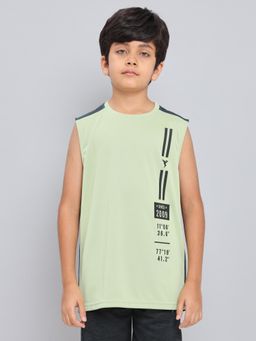 Technosport - Boys TECHNO GUARD Printed Slim Fit Round Neck Sports T-shirt Green