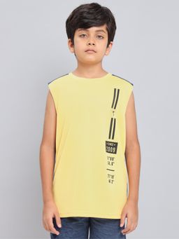 Technosport - Boys TECHNO GUARD Printed Slim Fit Round Neck Sports T-shirt Yellow