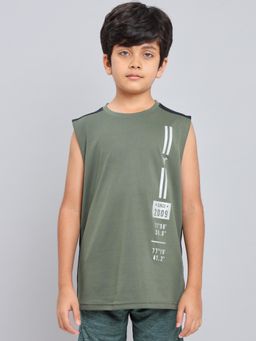 Technosport - Boys TECHNO GUARD Printed Slim Fit Round Neck Sports T-shirt Green