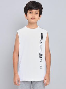 Technosport - Boys TECHNO GUARD Printed Slim Fit Round Neck Sports T-shirt White