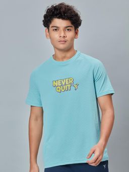 Technosport - Boys ELASTO PLUS Typography Slim Fit Round Neck Sports T-shirt Blue