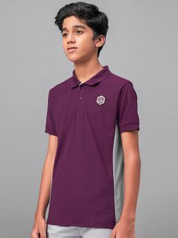 Technosport - Boys MATPIQ Solid Slim Fit Sports Polo T-shirt Burgundy