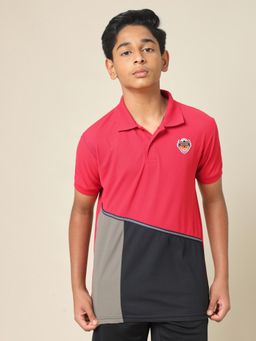 Technosport - Boys MATPIQ Colorblock Slim Fit Sports Polo T-shirt Pink