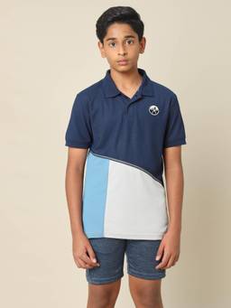 Technosport - Boys MATPIQ Colorblock Slim Fit Sports Polo T-shirt Navy Blue