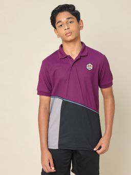 Technosport - Boys MATPIQ Colorblock Slim Fit Sports Polo T-shirt Purple