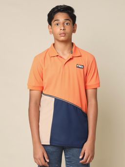 Technosport - Boys MATPIQ Colorblock Slim Fit Sports Polo T-shirt Orange