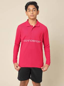 Technosport - Boys MATPIQ Printed Slim Fit Sports Polo T-shirt Pink