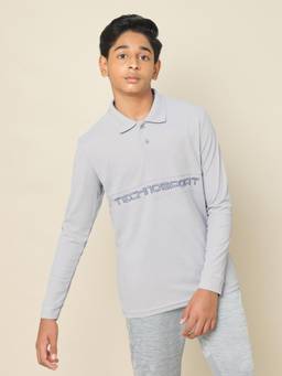 Technosport - Boys MATPIQ Printed Slim Fit Sports Polo T-shirt Grey
