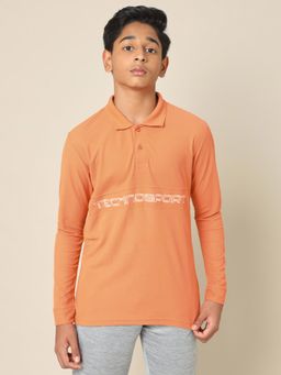 Technosport - Boys MATPIQ Printed Slim Fit Sports Polo T-shirt Orange