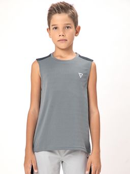 Technosport - Boys TECHNOCOOL+ Colorblock Slim Fit Round Neck Sports T-shirt Grey